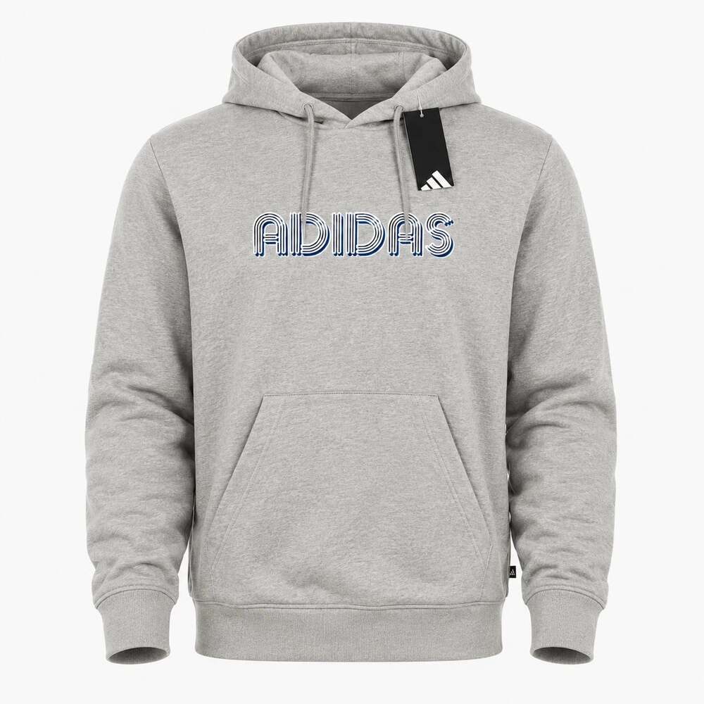 Adidas Big& Tall Size 2XL Gray Disco Groovy 3D Retro 70s Striped Logo Hoodie NWT